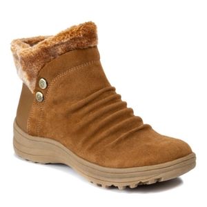 Bare traps suede faux fur lined ankle boots, 8.5, brown